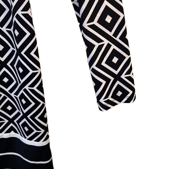 INC International Concepts Geometric Pattern Shift Dress Size M Black White - Picture 5 of 11
